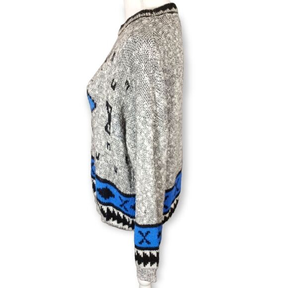 VINTAGE 1980'S ADELE BLUE & GRAY SWEATER SZ.S/M EUC - Picture 2 of 5
